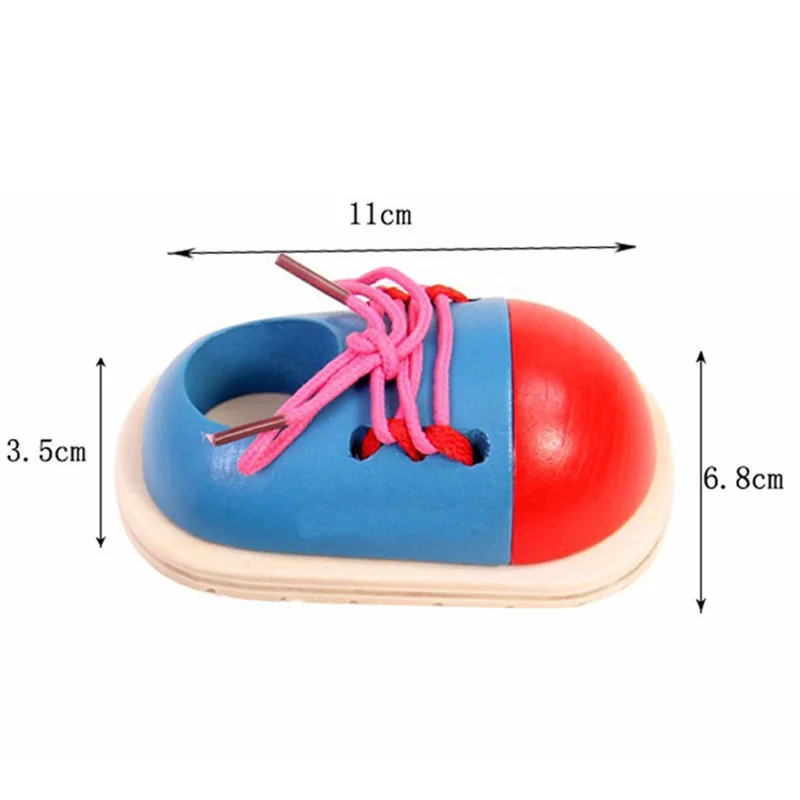  1 Pcs Kids Educational Toys Children Wooden Toys Toddler Lacing Shoes Early Education Teaching Aids - 4000188569843