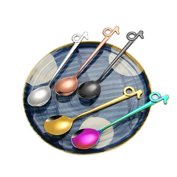 

Vacclo 1pc Music Note Handle Coffee Stir Spoon Stainless Steel Colorful Dessert Cake Scoop Kitchen Cute Tableware Honey Spoon