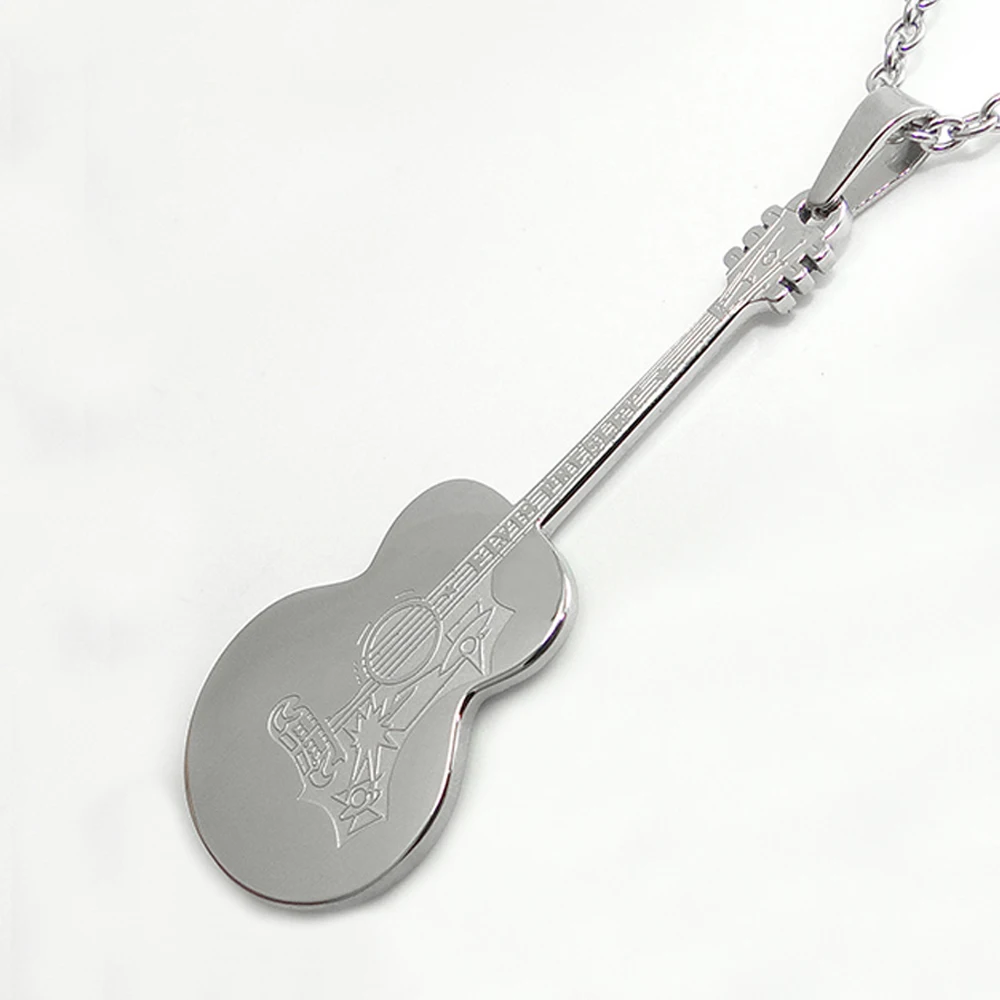 Ожерелье из нержавеющей стали с серебряным покрытием и надписью Super Star Memorial Guitar