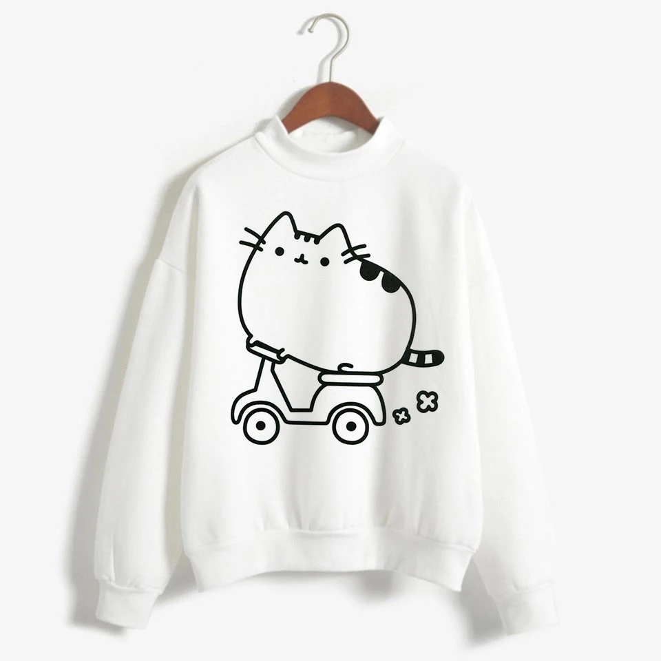 Забавный Pusheen Кот Harajuku Забавный мультфильм толстовки для женщин Ullzang милый корейский стиль осень зима толстовка теплая толстовка женская