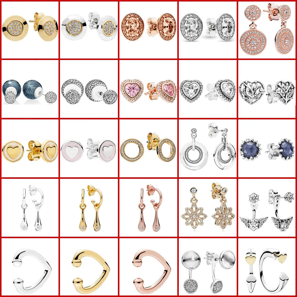 

2019 new 100% 925 sterling silver fashion love round rose gold pendant earrings jewelry wild blue crystal original jewelry