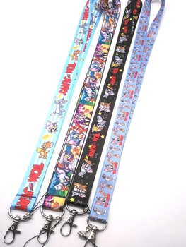 

New 30pcs cartoon Cat mouse Neck Strap Lanyards Badge Holder Rope Pendant Key Chain Accessorie