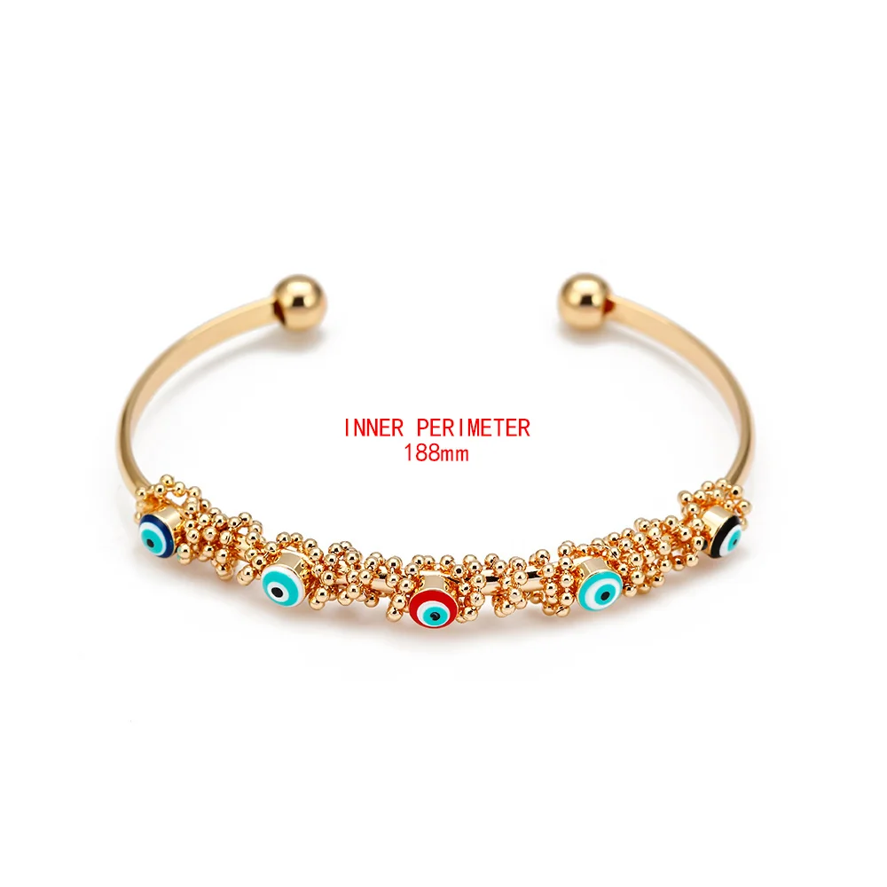 Lucky Eye Multi Color Star Turkish Evil Eye Bangle Bracelet Gold Color Copper Cuff Bangle for Women Girls Fashion Jewelry BE64 5