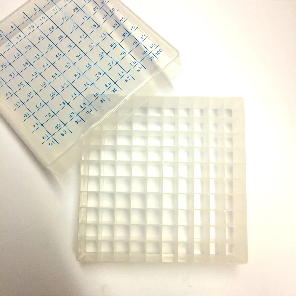 Freezing Tube Box 1.8ml Plastic Preservative Tube Box Hight Quality 100 Holes PP 100 Vents Suitable For 1.8ml Frozen