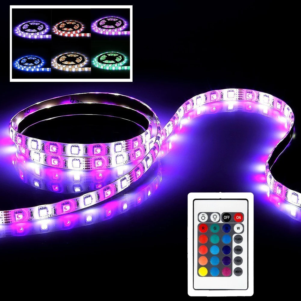 5050 SMD диммер 24 клавиши 3 канала умная RGB ленсветильник на батарейках ИК пульт