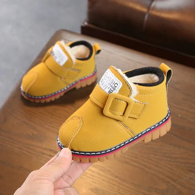 Новинка года; зимняя хлопковая обувь для маленьких девочек и мальчиков; светильник; Повседневная обувь; детская спортивная обувь на полиуретановой подошве; уличные кроссовки для детей - Цвет: Цвет: желтый