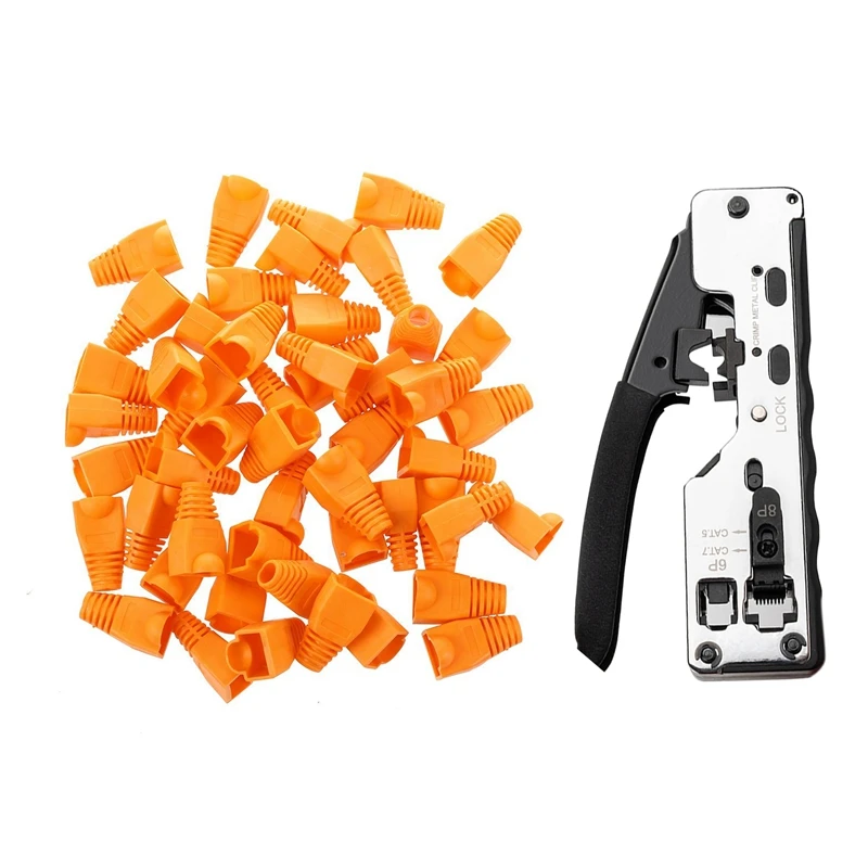 50 шт. RJ45 разъем модульная Сетевая вилка Торцевая крышка оранжевый &amp 2x