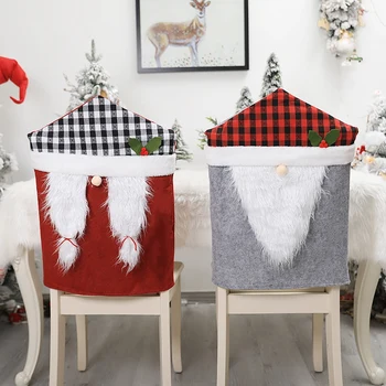 

2 Pcs Christmas Chair Cover Santa Claus Xmas Holiday Party Festival Home Dinner Table Kitchen Seat Covers Set