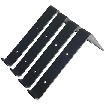 

Shelf Brackets 4-Pack - Heavy Duty Rustic Industrial Farmhouse Iron Metal Wall Floating Brace Support with Lip for DIY Open Shel