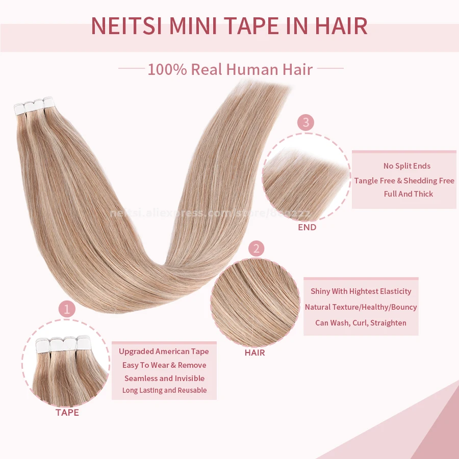 Neitsi Mini Tape In Human Hair Adhesive Extensions 12