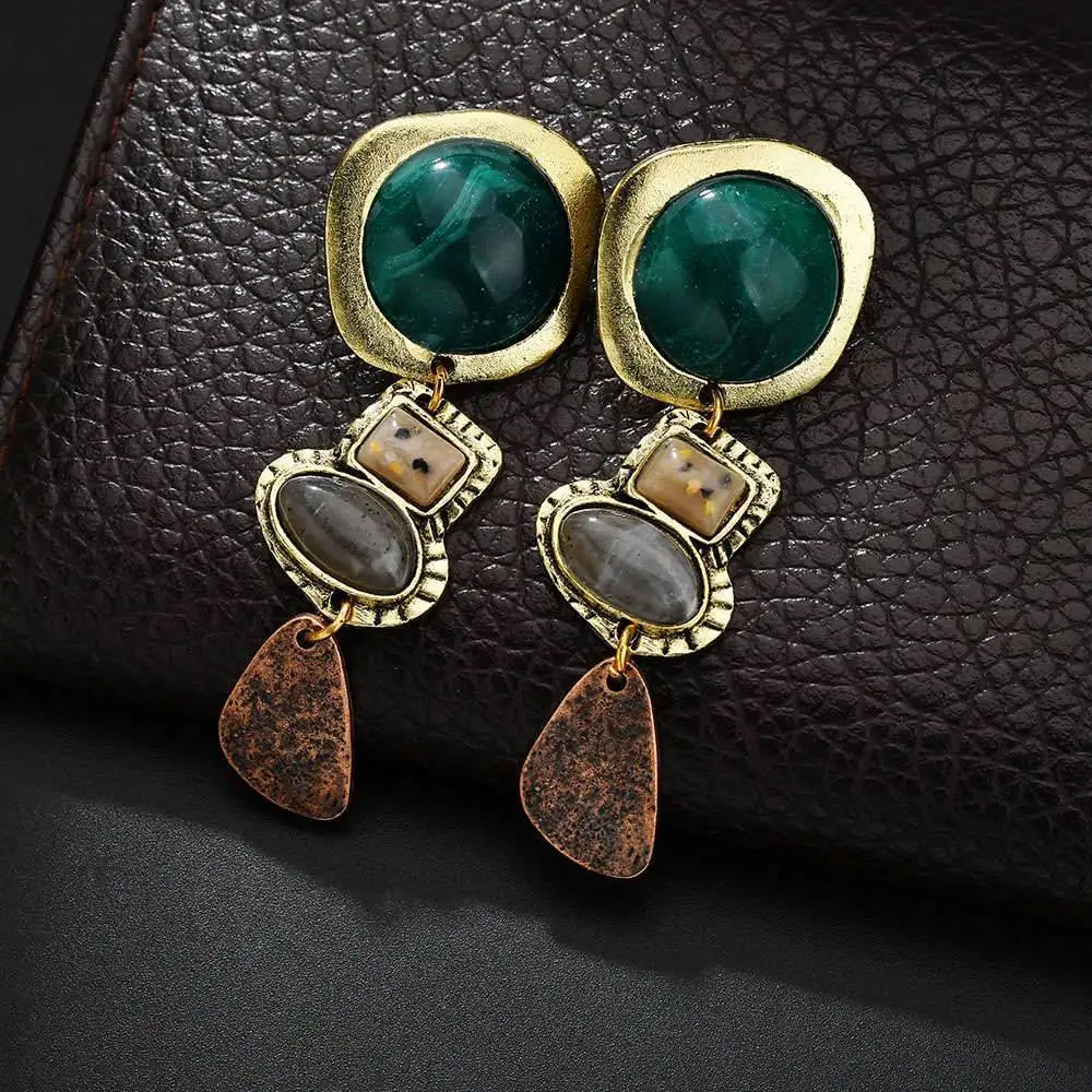 

ZA new ethnic style irregular geometric metal earrings bohemian retro earrings exaggerated earrings