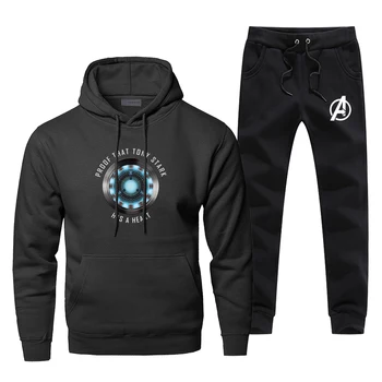 

New Arrival Men's Jogging Iron Man Proof That Tony Stark Has A Heart Male Set Cosplat The Avengers Hoodies Fashion Casaul Pants