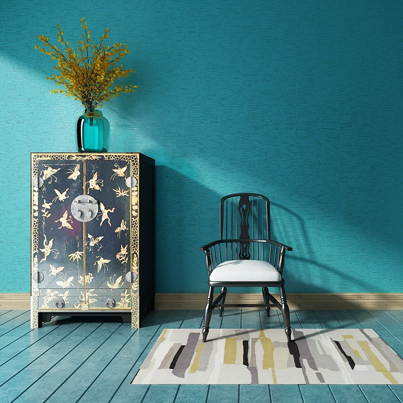 Southeast Asia Peacock Blue Wallpapers Thicken Solid Color Waterproof