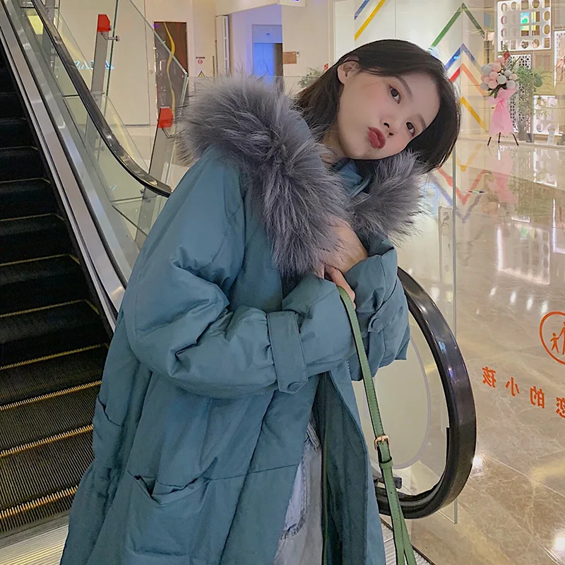 

[Rui According to the Vatican] Photo Shoot Winter New Style Deconstructable Fur Collar Mid-length down Jacket Large Size Loose-F