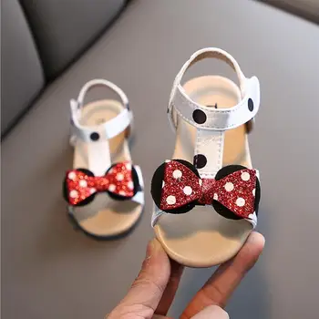 

Girls Summer Cartoon Sandals Baby Girls Cute Bowtie Soft Leather Princess Sandals Anti Slip Rubber Beach Shoes