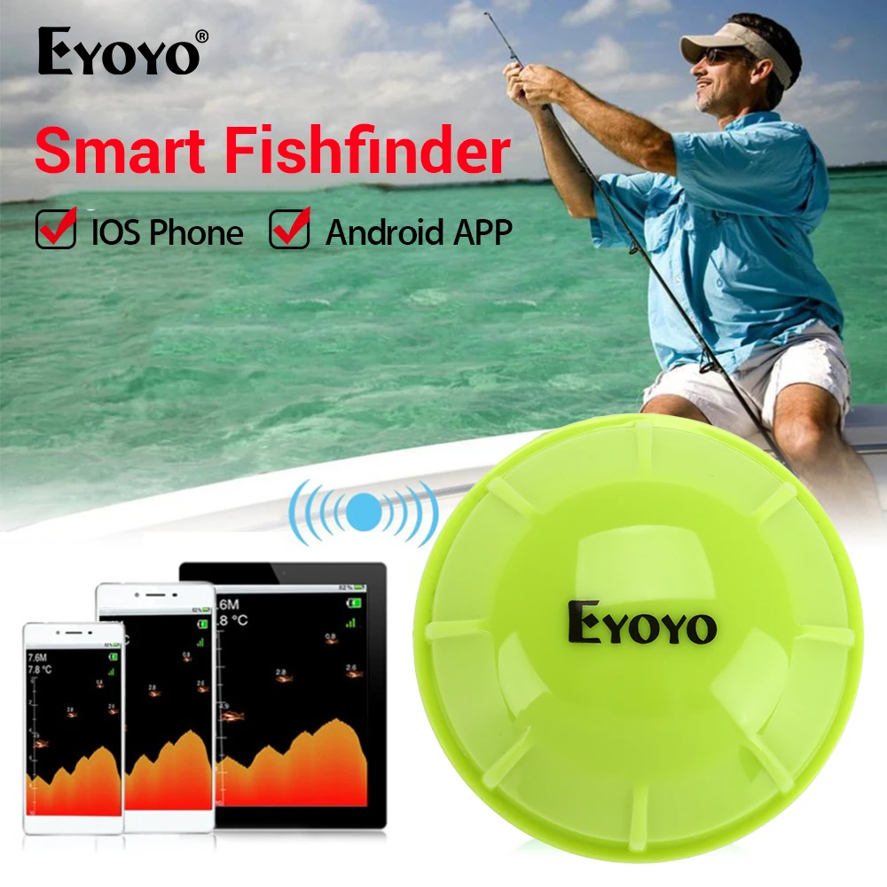 

Eyoyo E1 Smart Fish Finder Sonar Echo Sounder Sea Lake Fishing Detect for iOS Android App Fishfinder Wireless Sonar Fish Finder