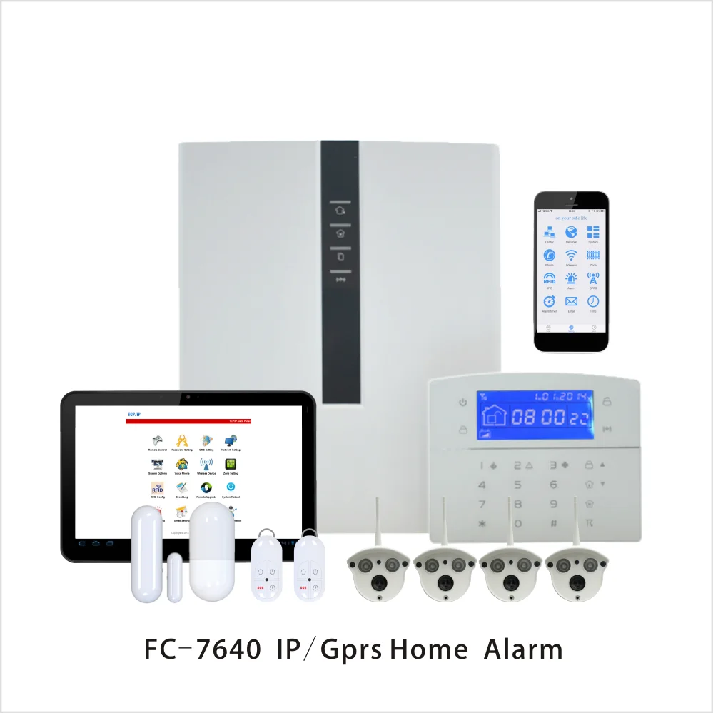 Focus industrial FC-7640 Wired ABS RJ45 TCP IP Smart Home Alarm TCP IP GSM Security Home Alarm System With Outdoor Bullet Camera Focus industrial FC-7640 Wired ABS RJ45 TCP IP Smart Home Alarm TCP IP GSM Security Home Alarm System With Outdoor Bullet Camera
