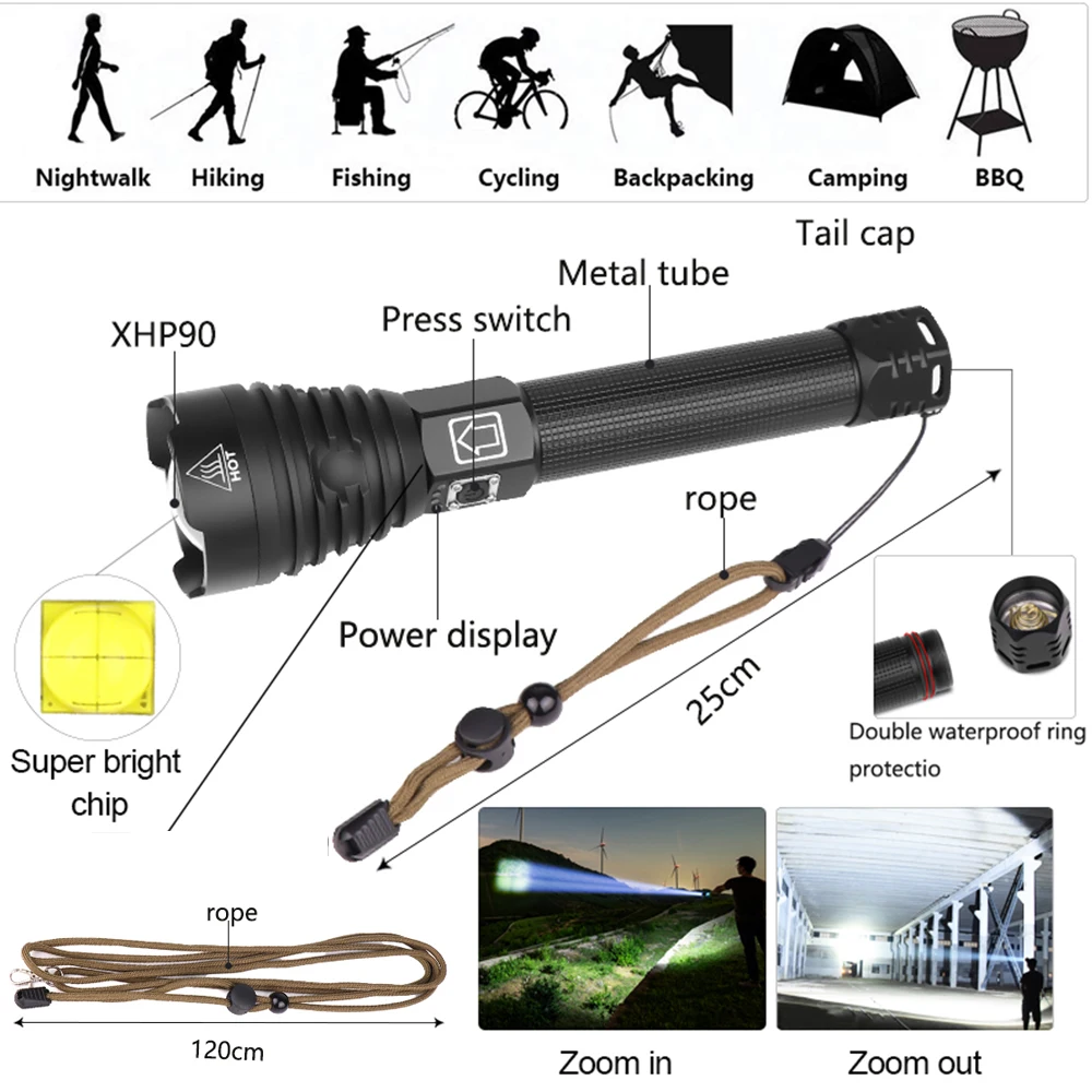2* USB Rechargeable 350000LM Headlamp  LED Zoomable Headlight Work Light Torch 