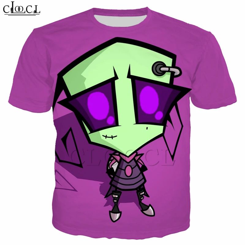 Футболки с принтом аниме Invader ZIM для мужчин и женщин мультяшная 3D футболка