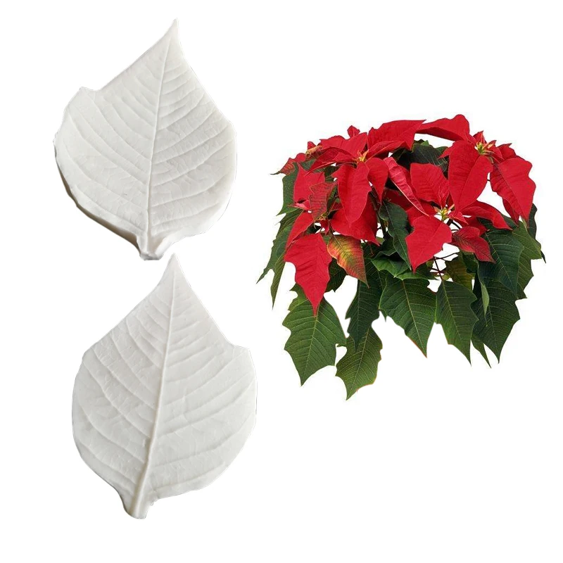 

NEW Poinsettia Leaf Foliage Petal Veiner Silicone Mold Fondant Mould Cake Decorating Tool Chocolate Mold,Sugarcraft Tools M2438