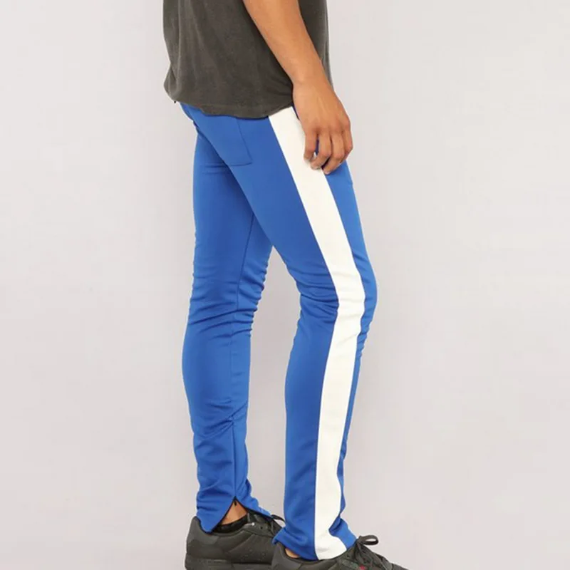 Pui men tiua, Мужские штаны для бега, повседневная спортивная одежда для фитнеса, мужские спортивные брюки, пэчворк, спортивные штаны для тренировок, дропшиппинг - Цвет: blue