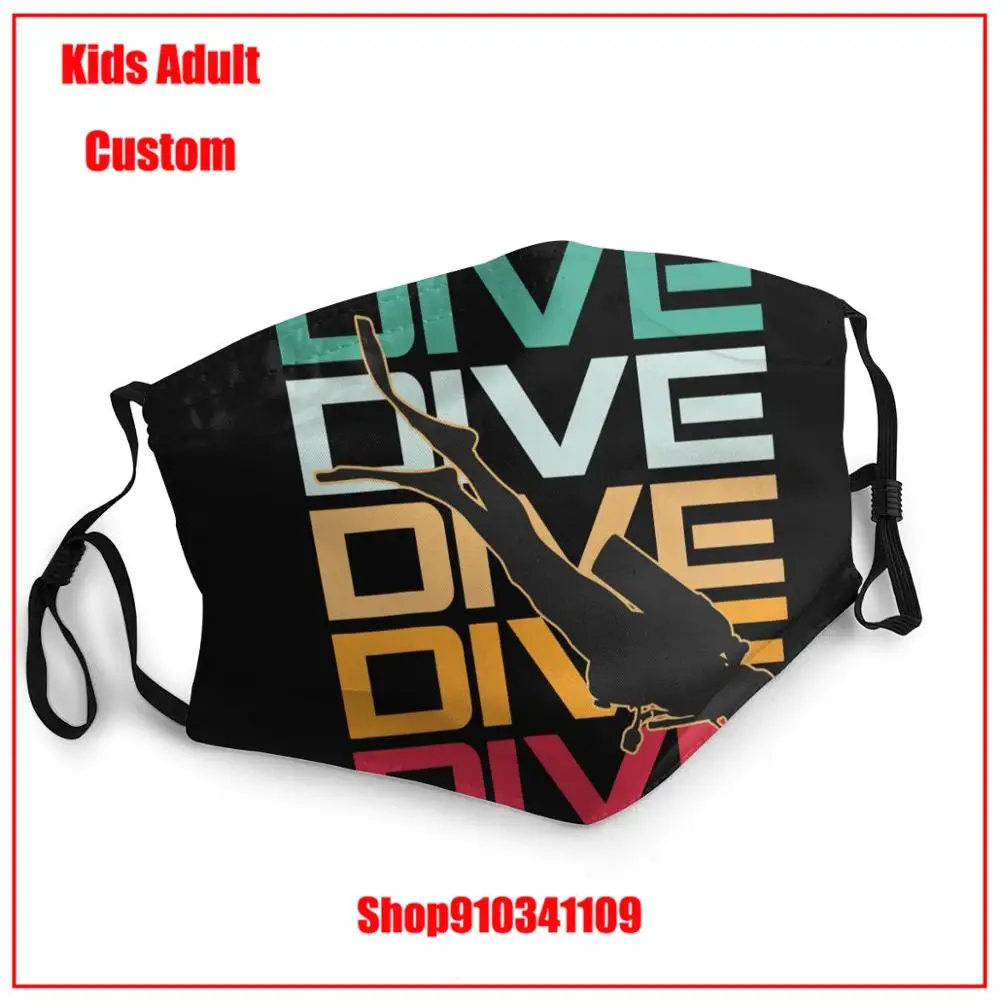 New Arrival DIY mondmasker Dive Underwater Diving Gift Scuba Diver Tshirt T-Shirt_vectorized Kids adult men women | Аксессуары для
