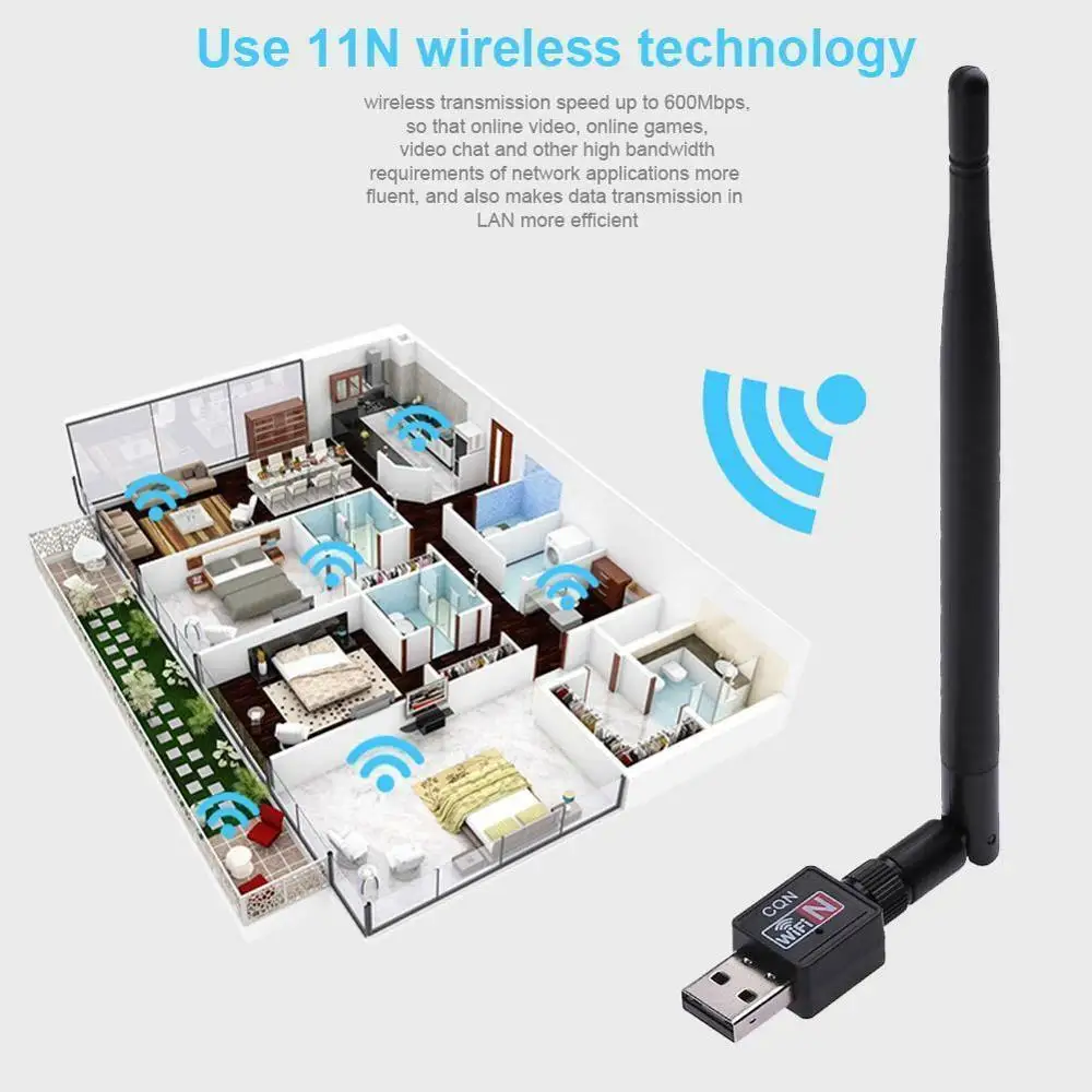 600 Мбит/с USB 2 0 Беспроводной Wi Fi роутер 802 11 N адаптер ПК сетевая карта LAN для