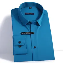 Мужская Базовая рубашка из бамбукового волокна с длинным рукавом, высокое качество, вечерние, эластичные, не железные, деловые, для работы, официальные рубашки