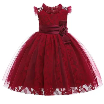 

2020 Summer Children's Clothing Baby Costume Pageant Dresses Flower Girl Dresses Kids Cloth Mesh Girl Gress For Weddings L5121