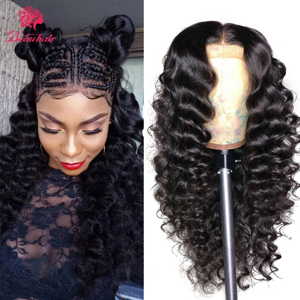 

13x4 Lace Front Wig Deep Wave lace Frontal wig Remy Ear to ear Front Wig Brazilian Human Hair 150% Density Wigs For Black Women