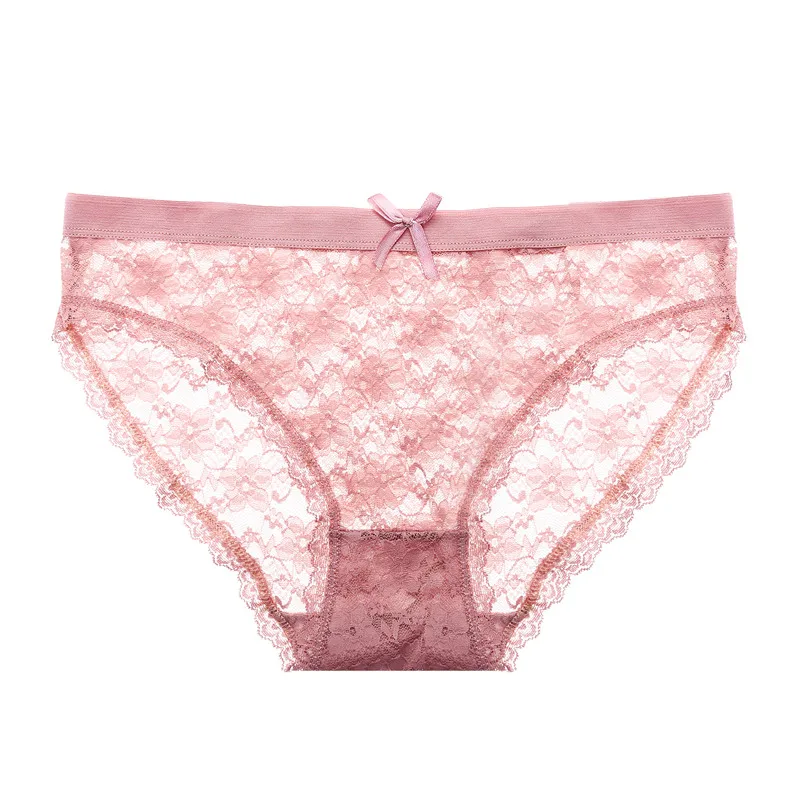 Pink Полностью кружевные трусики пикантные нижнее белье модное цветочное нижнее белье для женщин низкая талия трусики для девочек большой размер M-2XL сексуальные женские трусы - Цвет: Pink