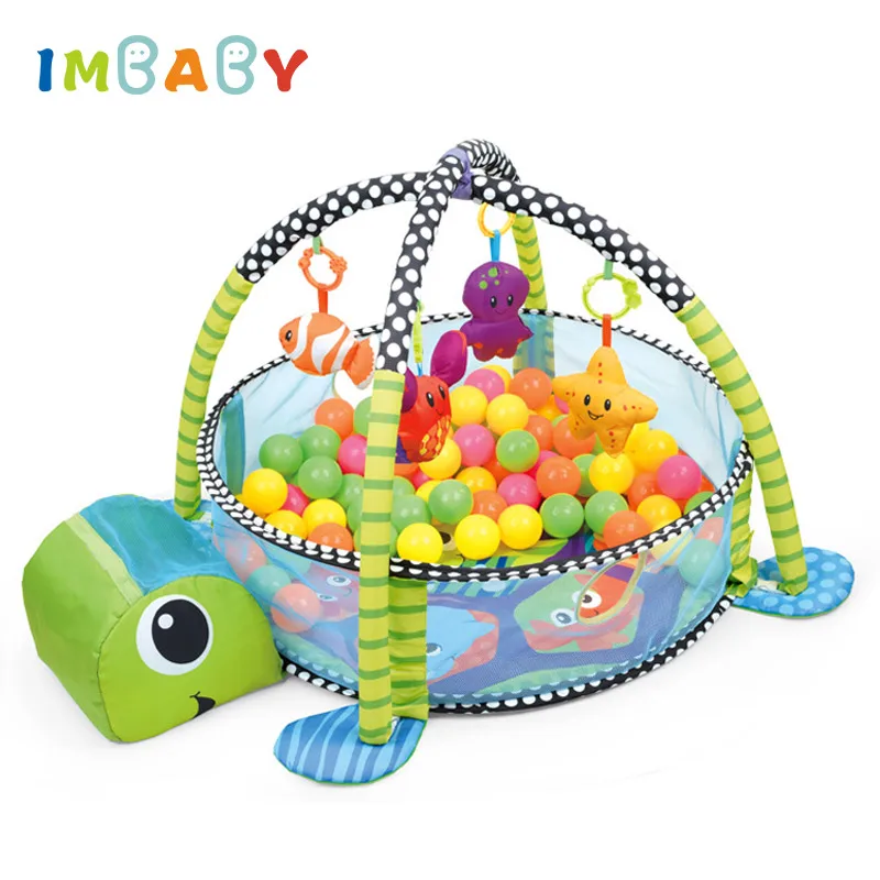 

IMBABY Baby Game Mat Multi-Function Cartoon Marine Ball Three-In-One With Ball Fitness Rack Crawling Pad baby gym Newborn Toy