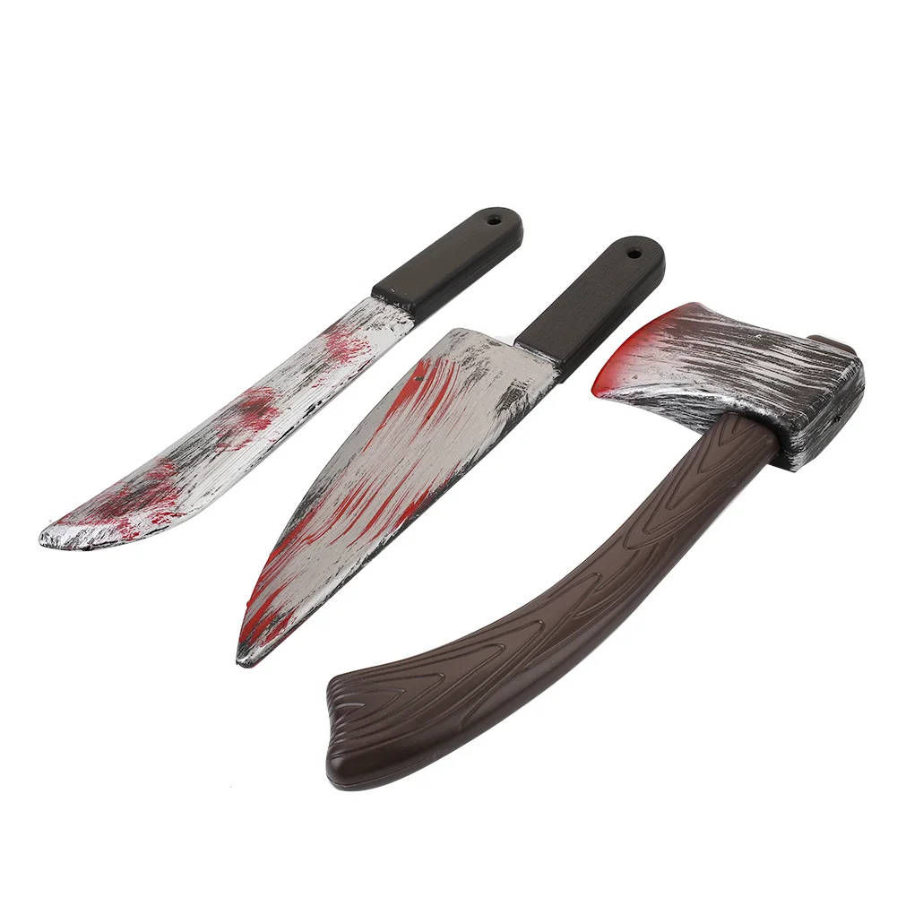 

Plastic Bloody Halloween Prop Weapons Fancy Knife Cleaver Sickle Dress