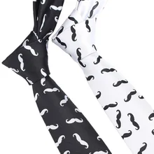 6cm dos desenhos animados barba jacquard masculino poliéster gravata moda casual novidade magro laços festa acessórios da escola preto branco