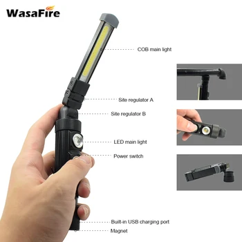

High Quality COB Working LED Flashlight 5 Modes USB Rechargeable Lanterna Magnetic Foldable Torch Lamp for Camping Hiking