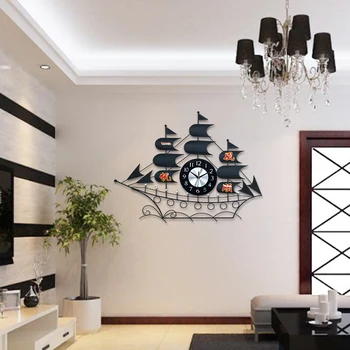 

Creative clock wall clock living room modern simple clock wall clock personality quiet quartz clock plain sailing