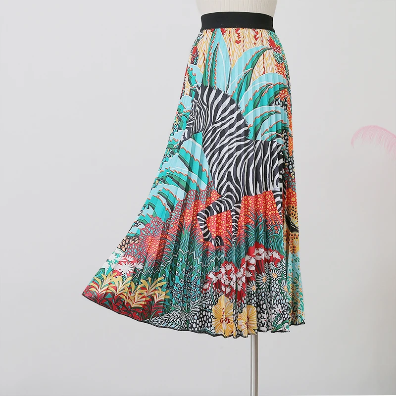 Новинка года; плиссированная юбка с высокой талией и принтом зебры