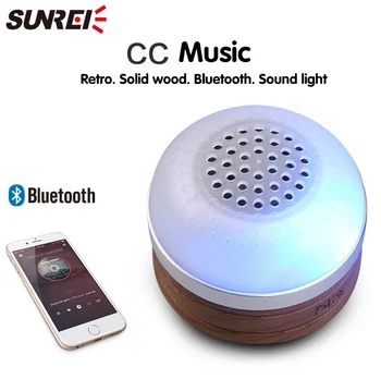 

Sunree CC Music Bluetooth Audio Rechargeable Camping Lights Mini Soundbox Retro Solid Wood Material