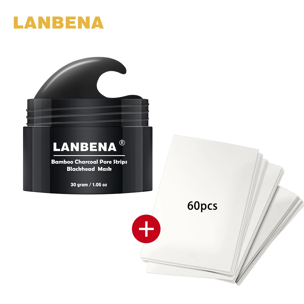 Black Nose Mask Lanbena маска для удаления черных точек маска для носа пилинг акне Уход восстановление черная глубоко очищающая уход за кожей 60 шт. бумага - Цвет: Black Nose Mask