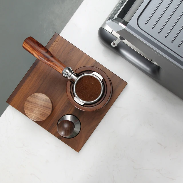 58 Mm -Es Dió Fa Kávé Szűrő Tartó Eszpresszó Disztribútor Tamper Mat Stand Kávéfőző Kiegészítők Barista Ajándék - Image 2