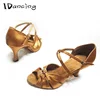 IDancing Dance Shoes Women's Ballroom Salsa Latin Shoes Sneakers Dance Shoes Ballroom Shoes Girls Black  Bronze High Heel ► Photo 3/4