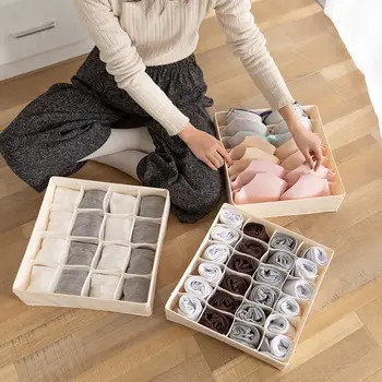 

7/16/24 grids Home Solid Color Underwear Divider Drawer Closet Organizer Storage Box for Folding Socks Ties Shorts Bra