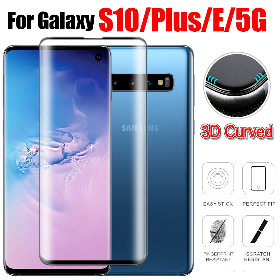 

3D Original for Samsung Galaxy S10 Lite Tempered Glass On S 10 Plus + S10+ S10e Sansung Samsun Protective Safety Film Phone Glas