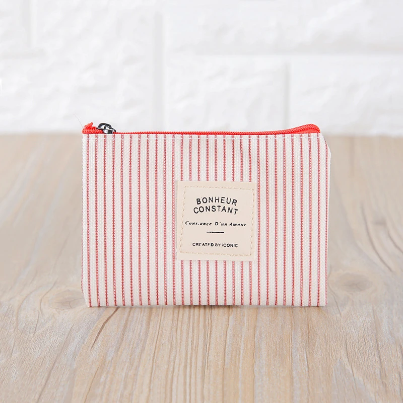 Креативная мини-гигиеническая сумка для девочек, холщовые гигиенические прокладки, посылка, сумки, портмоне, органайзер для ювелирных изделий, чехол для кредитных карт - Цвет: red stripes