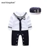 Mudkingdom-peleles de algodón para bebés, manga larga, estilo marinero y sombrero, 2 uds ropa mono de niños ► Foto 1/6