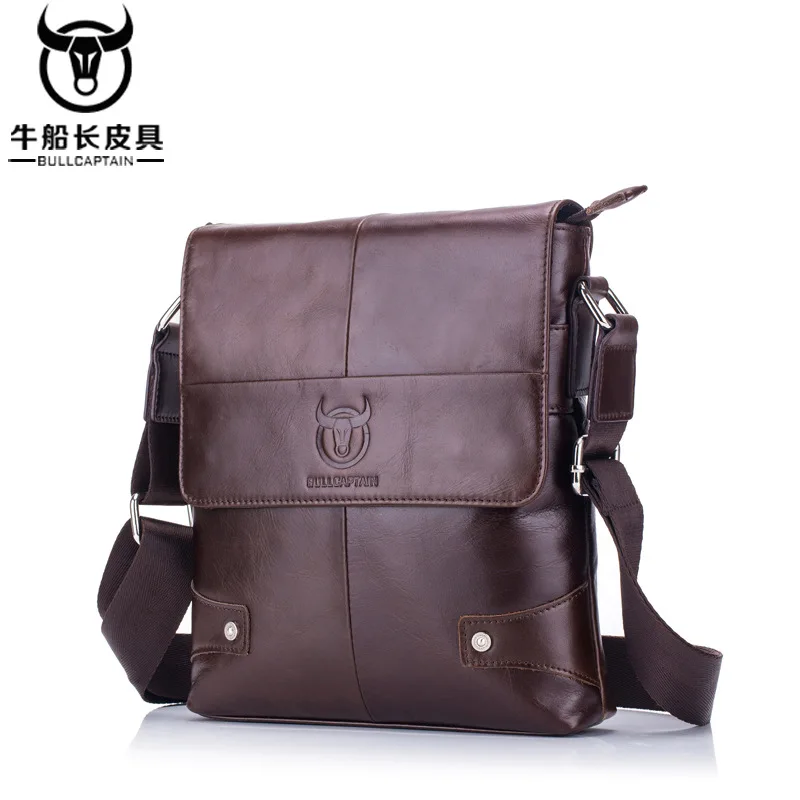 

Bull Captain Men Genuine Leather Shoulder Full-grain Leather Business Casual iPad Genuine Leather Computer Tablet Briefcase