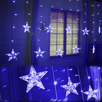 

220V EU 2.5M LED Star Christmas Garland Curtain Light Fairy String light Outdoor For Party Holiday Wedding New Year 's Decor