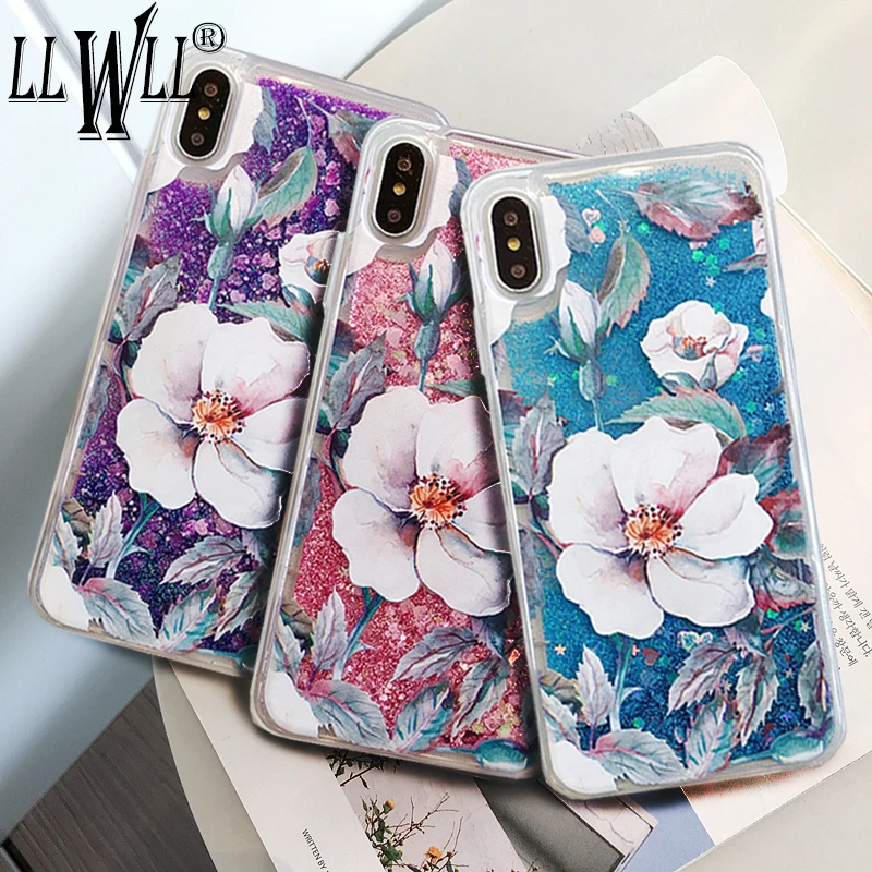New Arrival Flower Liquid Cover For Xiaomi Redmi Note 7 Case Pro 7S Glitter 7A |