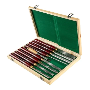 

9pcs Wood Chisel Sets Woodworking Lathe Chisels Tools for Wood Root Furniture Carving with Storage Box