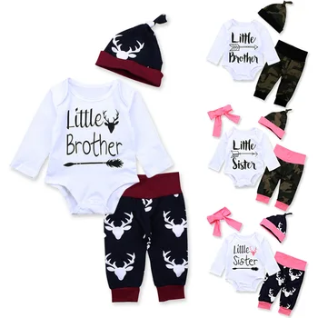 

girls cotton sets Romper christmas outfits children pants deer baby girl kids toddler stuff Full length Fashion cute Cartoon